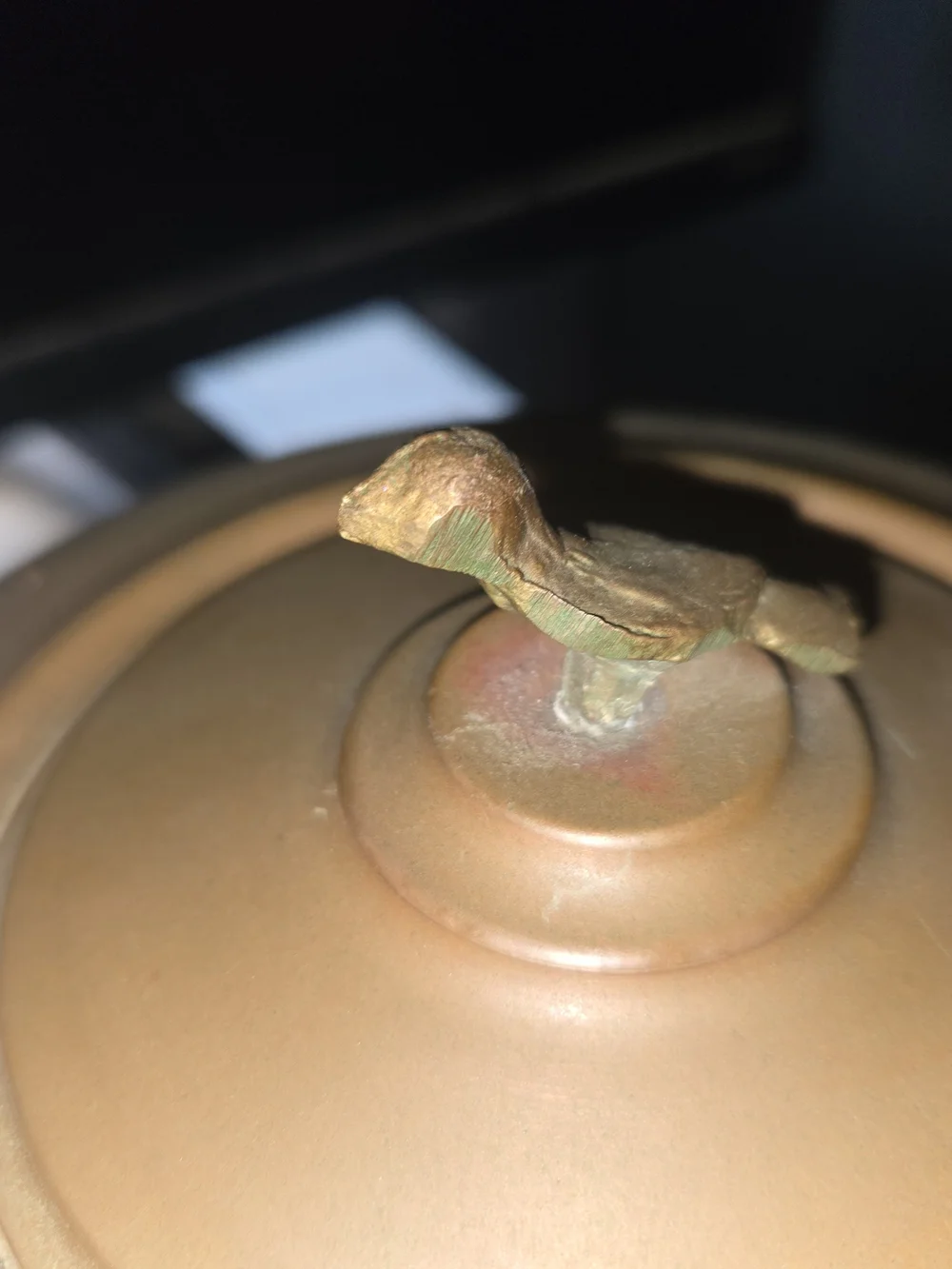 Vintage Copper-Colored Kettle with Brass Handle